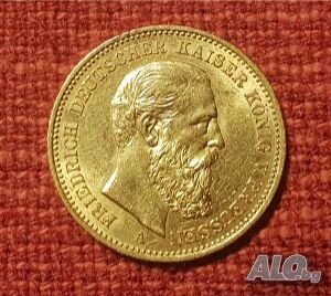 Монета Прусия 20 Марки 1888-А Фридрих III, UNC