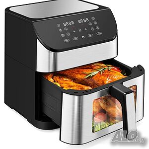 Фритюрник с горещ въздух 8L 1800W с 11 програми, LCD дисплей, таймер и прозорец за наблюдение