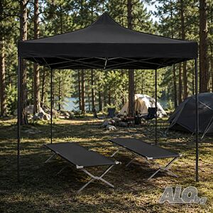 Плажен комплект XXL - Сгъваема шатра хармоника 3x3 м + 2 сгъваеми къмпинг легла