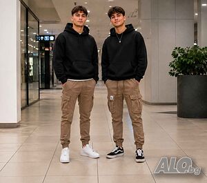 Мъжки карго дънки с връзка кафяв