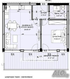 Двустаен апартамент 71 кв.м Тухла