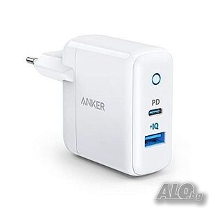 Зарядно за телефон Anker PowerPort PD+2, 33W зарядно с 18W PD и 15W PowerIQ, бял
