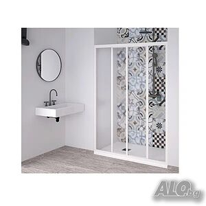 Параван за баня ACRIL 110-120×190 см, 1.8 мм акрил-мат, обков PVC, бял