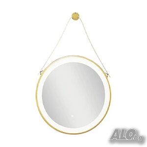 Огледало за баня LED осветление ZI313, 60х60х5 см, златиста рамка