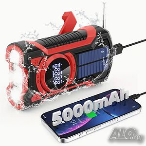 Многофункционално водоустойчиво USB Bluetooth соларно радио-зарядно с множество екстри