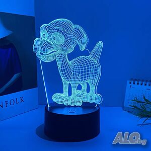 Холограмна 3D LED лампа Сладко куче,RGB Седемцветен Интелигентен Контрол,USB