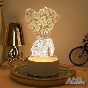 Холограмна 3D LED лампа - Балонна къща