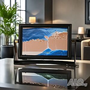 Стъклен пясъчен арт-Свободно стояща динамична 3D картина с движещ се пясък, декорация за дома и офис