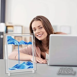 Стъклен пясъчен арт-Стояща динамична 3D картина с движещ се пясък, декорация за дома и офис