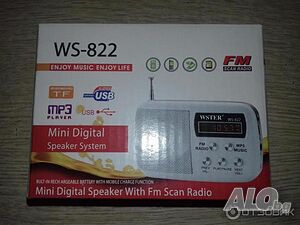 WSTER WS-822, мини FM радио,TF/USB слот, Черен, тонколонка, МР3