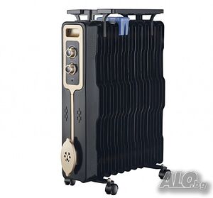 Радиатор, 2500W,11 ребра, 3 степени, Поставка за дрехи, Регулируем термостат