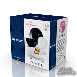 Luminarc Lea черно и бяло комплект за хранене 19 части