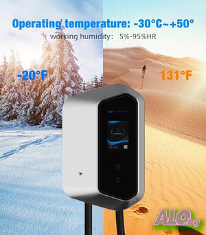 Зарядна станция AUXUS модел VCS-Z21-22S, 22kW 32A 3-фази 110V - 480V, конектор Тип 2, кабел 7m, WiFi