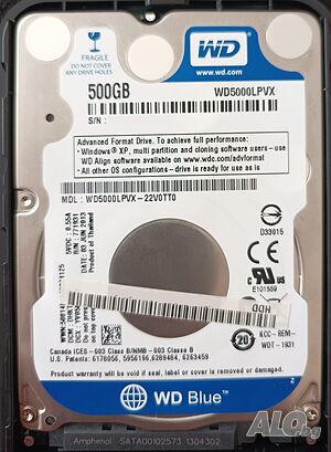 харддиск за лаптоп 500GB WD Blue, SATA 6 Gb/s, 2.5”, 5.400 RPM