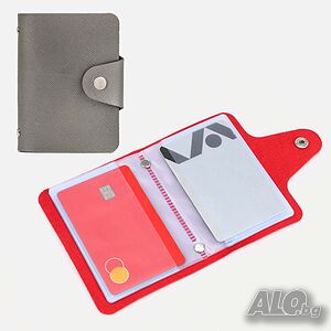 3554 Кожен визитник калъф за документи картодържач, 24 страници