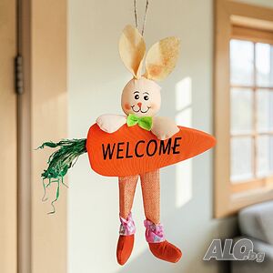 6523 Висяща великденска фигура Зайче с морков Welcome, 30 см