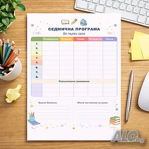 6555 Двустранна ученическа седмична програма за училище, формат А4