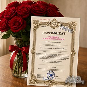 6657 Подарък за влюбени Любовен сертификат, оригинален подарък грамота, A4
