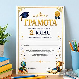 6717 Ученическа грамота за завършване на 2 клас, формат А4