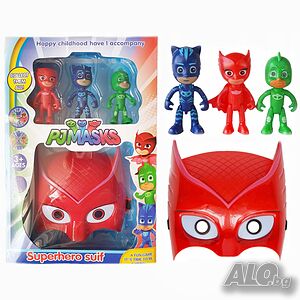 3400 Комплект светеща маска Pj Mask с 3 фигури Пи Джи