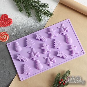 4017 Силиконова форма за бонбони Коледни играчки