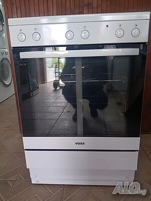 Чисто нова свободно стояща печка с керамичен плот VOSS 2год. ГАРАНЦИЯ!