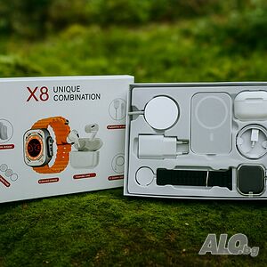 Комплект 8 в 1 X8 Smartwatch + слушалки + аксесоари - 35 €