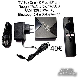 TV Box Onn 4K Pro с Google TV, Android 14, 3GB RAM, 32GB, Wi-Fi 6, Bluetooth 5.4 и Dolby Vision
