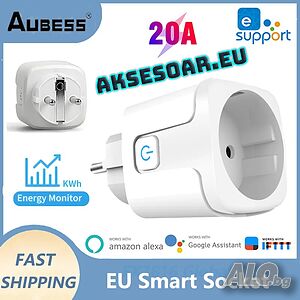 Смарт Контакт eWelink WiFi Smart Plug 20A EU Smart Socket с функция за наблюдение на захранването