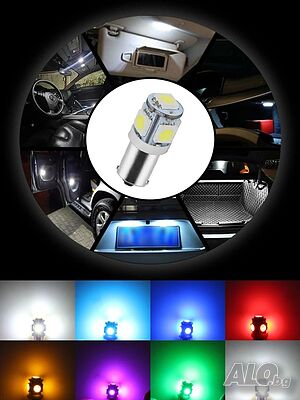 2 бр. Габаритни крушки BA9S 5 SMD 5050 Автомобилна LED вътрешна лампа крушка за номер за вратата