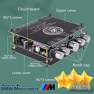 Нов Цифров Аудио Усилвател клас D ZK-HT21 2*160W+220W Модул за Субуфер AUX/USB Вход 2.1 Канал