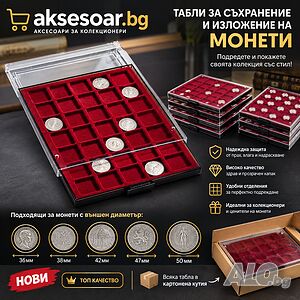 Чисто нови PVC прозрачни табли за монети ELITE PLAST с велур и защитен капак тип чекмедже