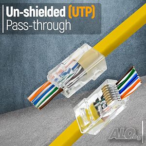 Комплект от 100 конектора RJ45 конектори за LAN мрежа Лесен за инсталиране Устойчив на износване