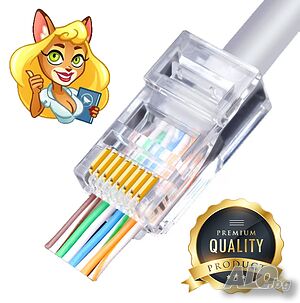 Комплект от 50 конектора RJ45 конектори за LAN мрежа Лесен за инсталиране Устойчив на износване нови