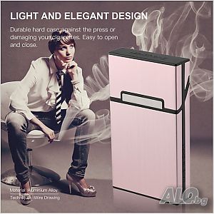 Алуминиева кутия за цигари, табакера слим тънка нископрофилна Case slim за тънки цигари Мурати