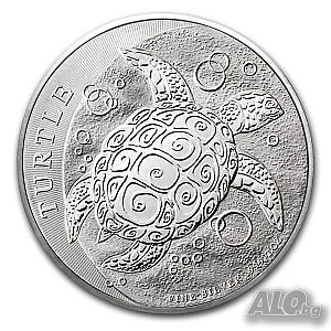 Нова сребърна монета 5$ от 2015 г. с костенурка 2 oz 999 проба сребро, монети чиста проба