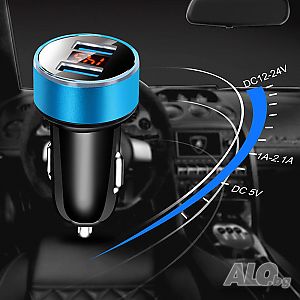 Двойно USB адаптер автомобил зарядно напрежение зареждане GSM 5V 3.1A запалка кола телефон волтметър