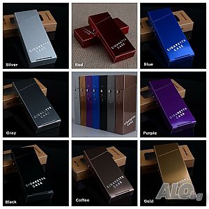 Алуминиева кутия за дамски цигари табакера слим тънка дълга Case slim за тънки табакери украса