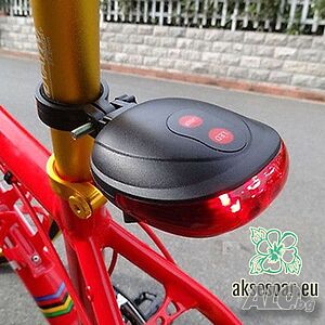 2 Лазерен +5 LED заден стоп за колело велосипед Предупреждение с Мигаща светлина за Безопасност