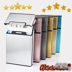 Алуминиева Стилна табакера кутия Слим Slim за тънки цигари мурати слим Murati slim gold