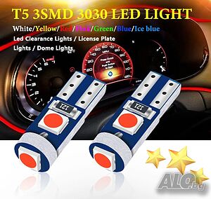 10 бр. малки габаритни крушки за арматурно табло T5 3SMD LED супер ярък 3030 LED осветление