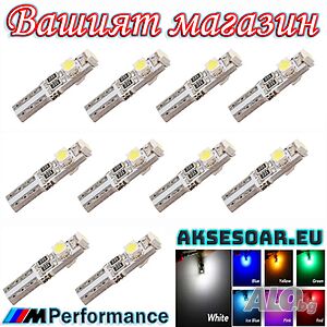 Супер ярка T5 Led крушка 3 и 5 SMD 3030 светлина Т5 Лампа за табло на кола габарит 12V лампички