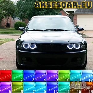 Ангелски очи многоцветни RGB LED Фарове Angel Eyes DRL за кола 4x131 mm за BMW E36 E38 E39 E46