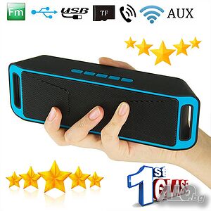Блутуут колконка с 2 високоговорителя стерео Супер бас MP3 тонколонка за телефон флашка карта памет