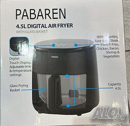 PABAREN 4.5L 1500W Дигитален екран модел от 2025 360 градуса видимост на храната