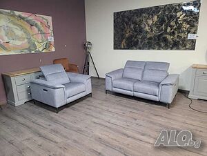 Сив комплект от плат двойка и фотьойл с електрически релакс механизъм