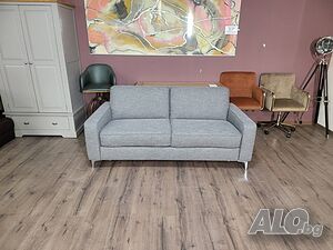 Сив диван от плат двойка Natuzzi с функция сън
