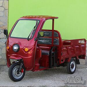 Селскостопанска товарна електрическа триколка 2000W с покрив, 600 кг товар, 60V, 45Ah