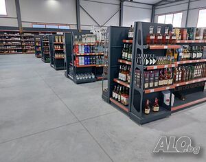 Метални крайстенни и островни стелажи за магазин за алкохол и напитки, тъмно сиви R-7016 ТХТ