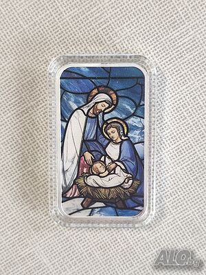 1 oz оцветена 999 чисто сребро Pamp Bar Holiday Nativity 2025 Proof